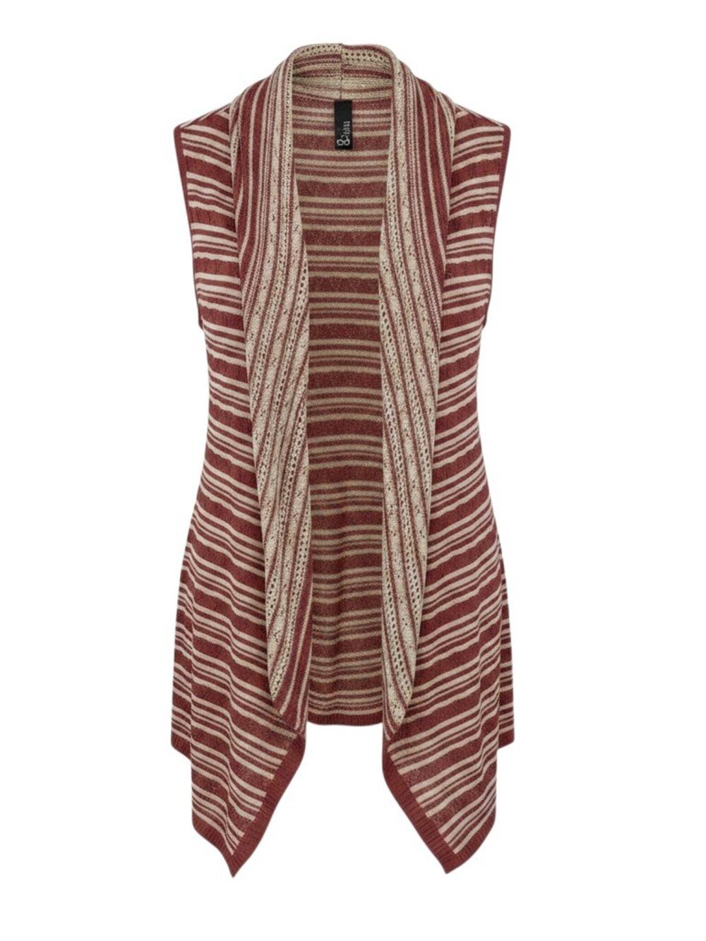 MAK B Striped Pointelle Knit Draped Vest Cardigan Small EUC